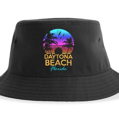 Daytona Beach Florida Vintage Sunset Summer Vibe Graphic Sustainable Bucket Hat
