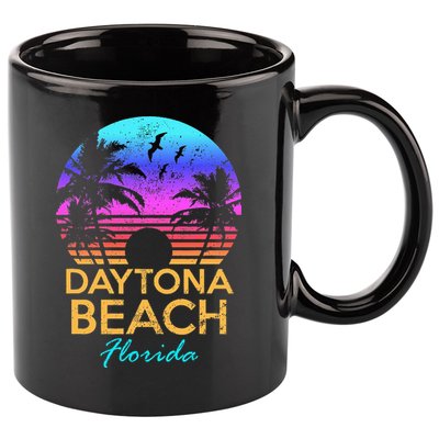 Daytona Beach Florida Vintage Sunset Summer Vibe Graphic 11oz C Handle Ceramic Mug