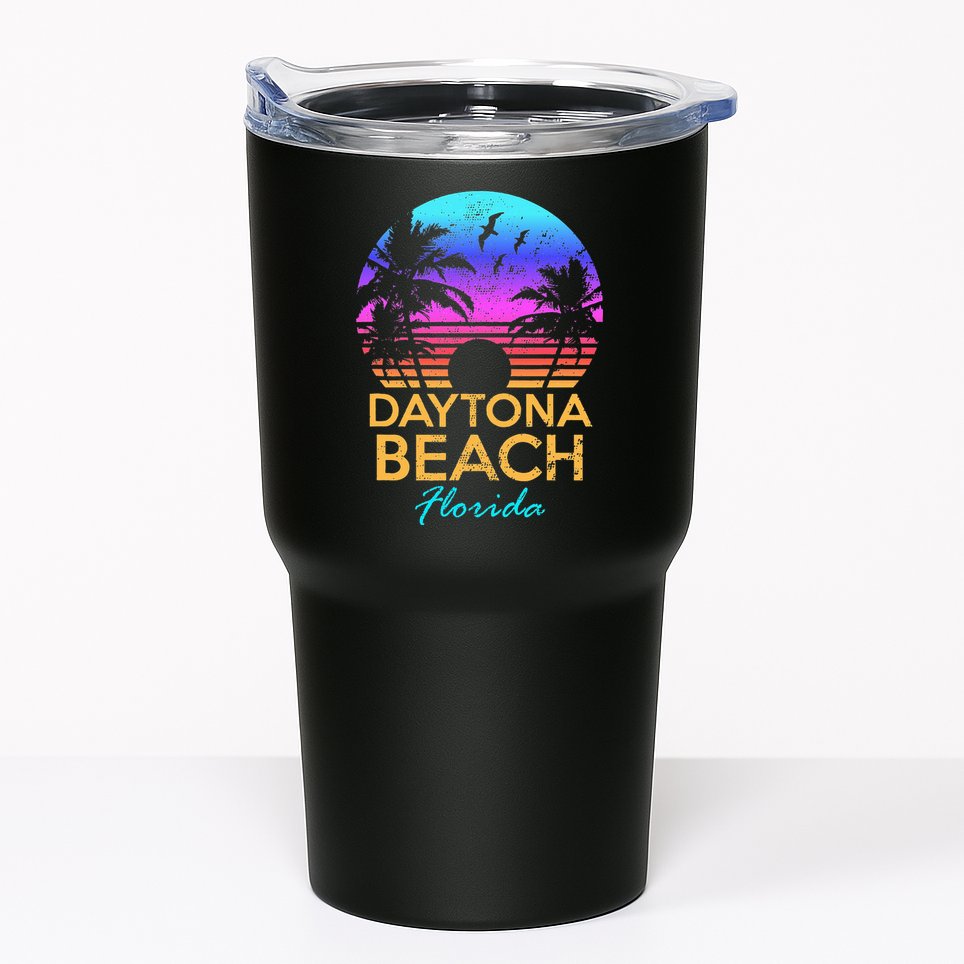Daytona Beach Florida Vintage Sunset Summer Vibe Graphic Tumbler