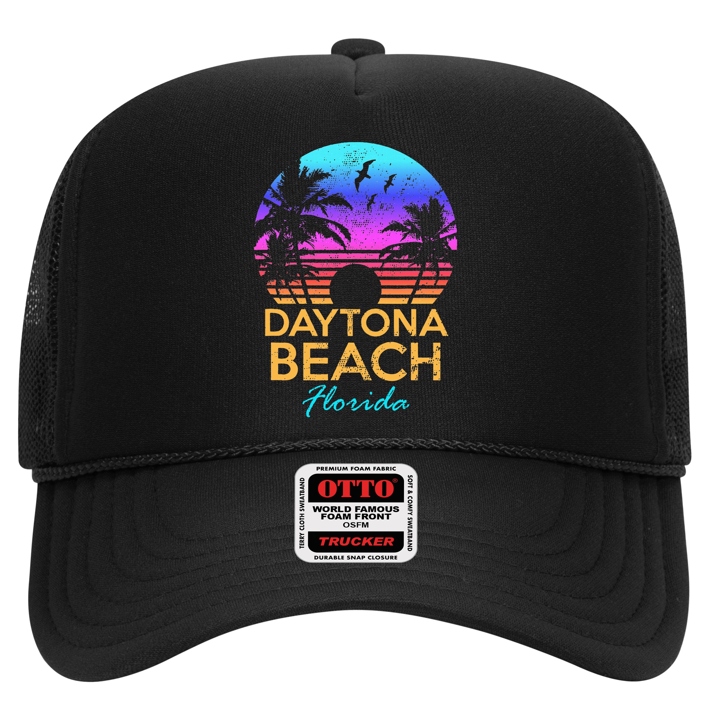 Daytona Beach Florida Vintage Sunset Summer Vibe Graphic Hat