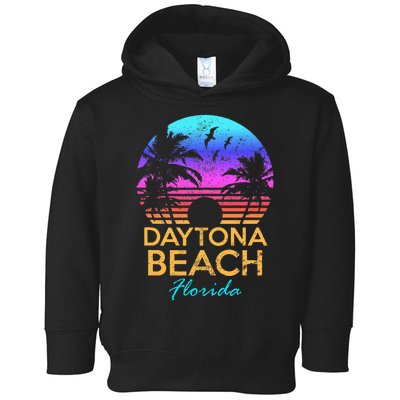 Daytona Beach Florida Vintage Sunset Summer Vibe Graphic Toddler Hoodie