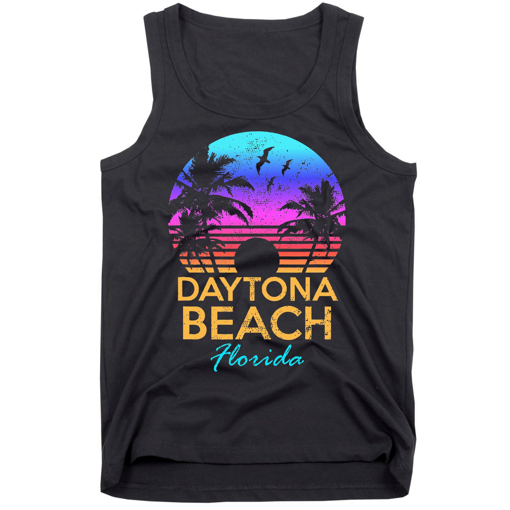 Daytona Beach Florida Vintage Sunset Summer Vibe Graphic Tank Top
