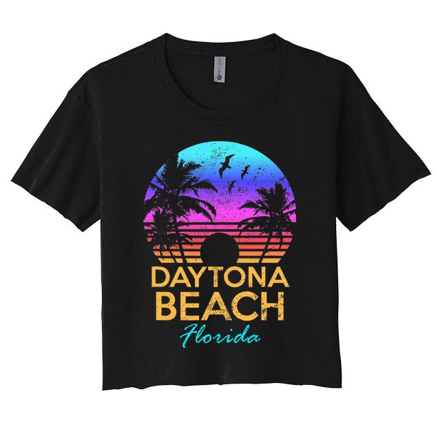 Daytona Beach Florida Vintage Sunset Summer Vibe Graphic Crop Top