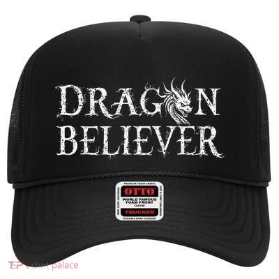 Dragon Believer Fantasy Funny High Crown Mesh Back Trucker Hat