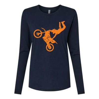 DIRT BIKE FREESTYLE Motocross Womens Cotton Relaxed Long Sleeve T-Shirt