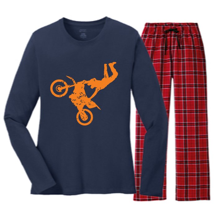 DIRT BIKE FREESTYLE Motocross Women's Long Sleeve Flannel Pajama Set 