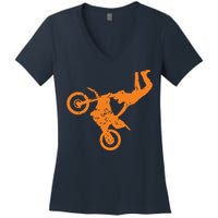 DIRT BIKE FREESTYLE Motocross Women's V-Neck T-Shirt