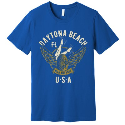 Daytona Beach Fl Legs In Heels Hotrod Biker Wings Premium T-Shirt