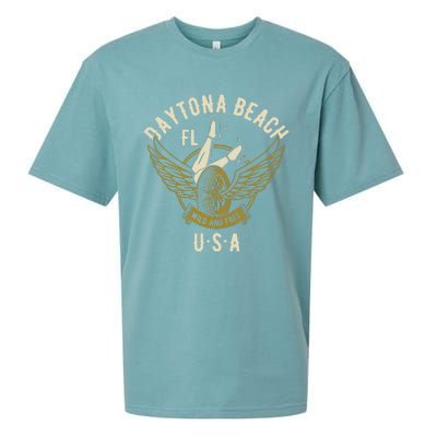 Daytona Beach Fl Legs In Heels Hotrod Biker Wings Sueded Cloud Jersey T-Shirt