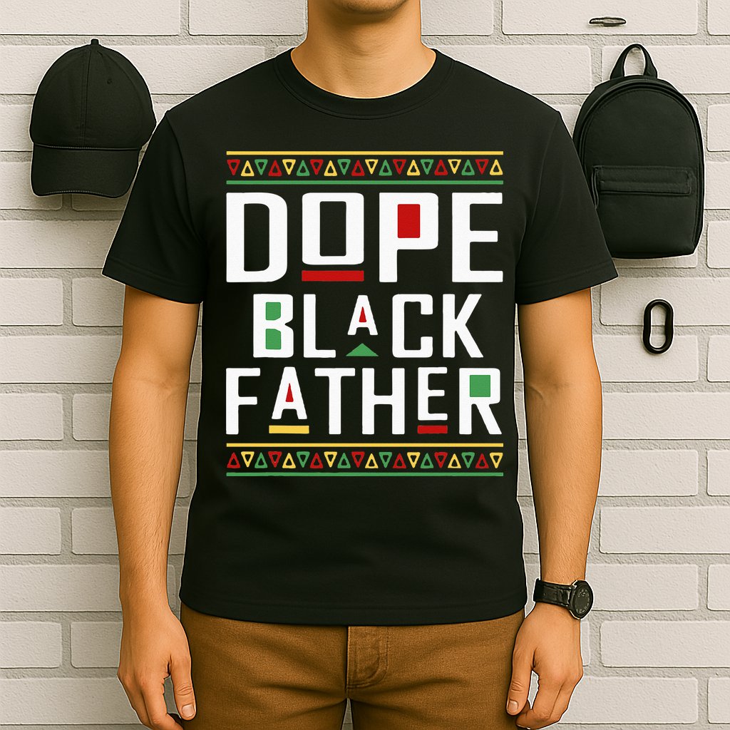 Dope Black Father Happy Fathers Day Husband Dad T-Shirt