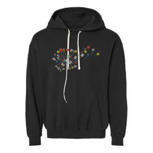 Dandelion Books Flower Reading Teacher Librarian Bookworm Garment-Dyed Fleece Hoodie