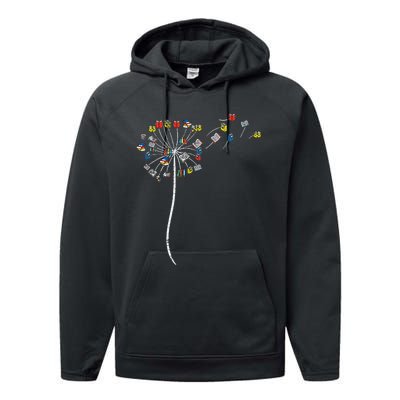 Dandelion Books Flower Reading Teacher Librarian Bookworm Performance Fleece Hoodie