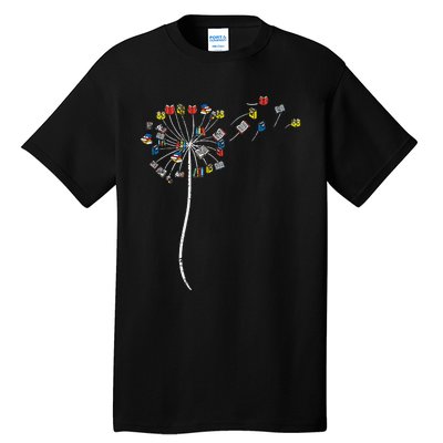 Dandelion Books Flower Reading Teacher Librarian Bookworm Tall T-Shirt