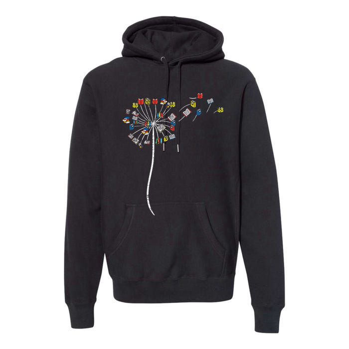 Dandelion Books Flower Reading Teacher Librarian Bookworm Premium Hoodie