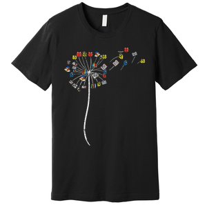 Dandelion Books Flower Reading Teacher Librarian Bookworm Premium T-Shirt