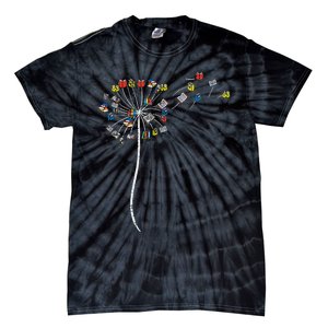 Dandelion Books Flower Reading Teacher Librarian Bookworm Tie-Dye T-Shirt