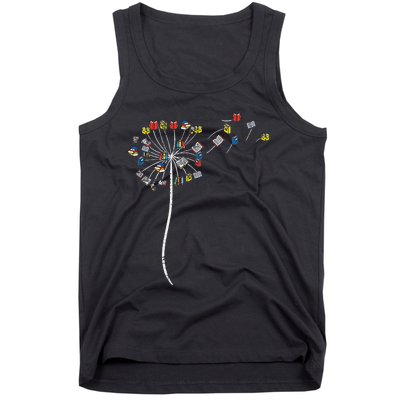 Dandelion Books Flower Reading Teacher Librarian Bookworm Tank Top