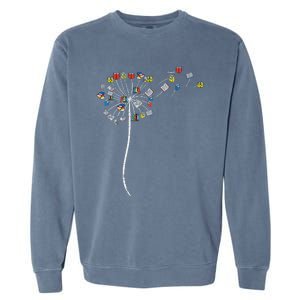 Dandelion Books Flower Reading Teacher Librarian Bookworm Garment-Dyed Sweatshirt