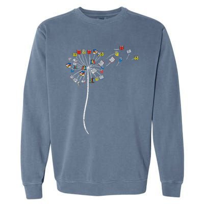 Dandelion Books Flower Reading Teacher Librarian Bookworm Garment-Dyed Sweatshirt