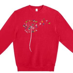 Dandelion Books Flower Reading Teacher Librarian Bookworm Premium Crewneck Sweatshirt