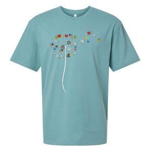 Dandelion Books Flower Reading Teacher Librarian Bookworm Sueded Cloud Jersey T-Shirt