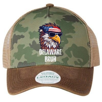 Delaware Bruh Funny Usa Bald Eagle American Flag Legacy Tie Dye Trucker Hat