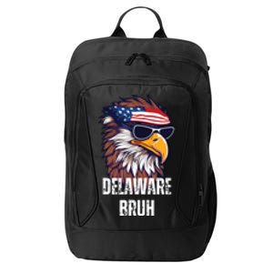 Delaware Bruh Funny Usa Bald Eagle American Flag City Backpack