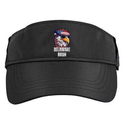 Delaware Bruh Funny Usa Bald Eagle American Flag Adult Drive Performance Visor