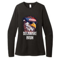 Delaware Bruh Funny Usa Bald Eagle American Flag Womens CVC Long Sleeve Shirt