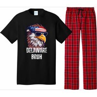 Delaware Bruh Funny Usa Bald Eagle American Flag Pajama Set