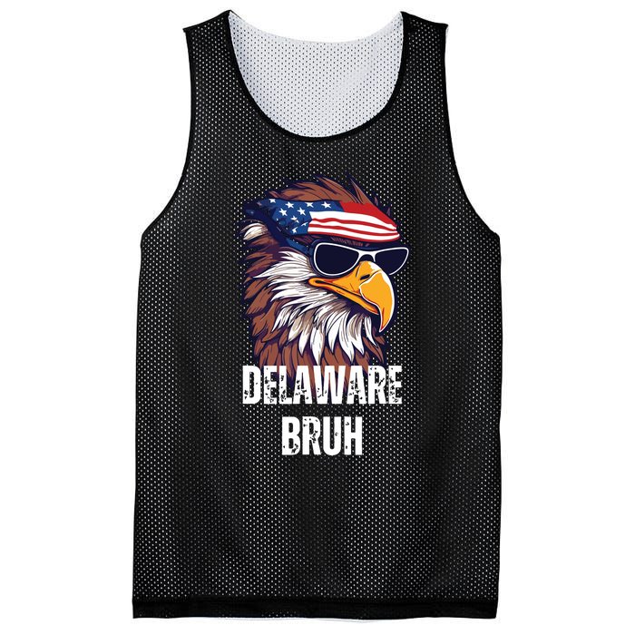 Delaware Bruh Funny Usa Bald Eagle American Flag Mesh Reversible Basketball Jersey Tank