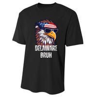 Delaware Bruh Funny Usa Bald Eagle American Flag Performance Sprint T-Shirt