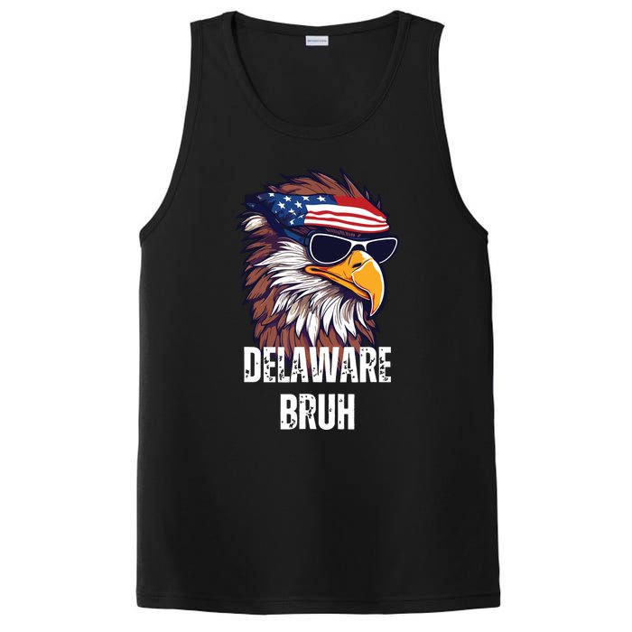 Delaware Bruh Funny Usa Bald Eagle American Flag PosiCharge Competitor Tank