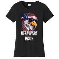 Delaware Bruh Funny Usa Bald Eagle American Flag Women's T-Shirt