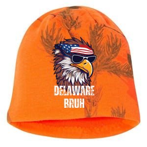 Delaware Bruh Funny Usa Bald Eagle American Flag Kati - Camo Knit Beanie