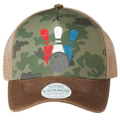 Distressed Bowling For Men Bowling Pins And Ball Legacy Tie Dye Trucker Hat