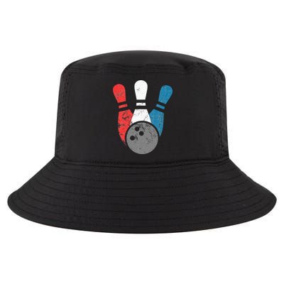 Distressed Bowling For Men Bowling Pins And Ball Cool Comfort Performance Bucket Hat