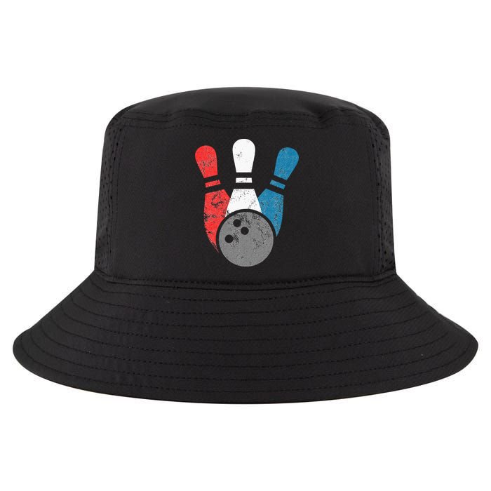 Distressed Bowling For Men Bowling Pins And Ball Cool Comfort Performance Bucket Hat