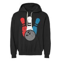 Distressed Bowling For Men Bowling Pins And Ball Garment-Dyed Fleece Hoodie
