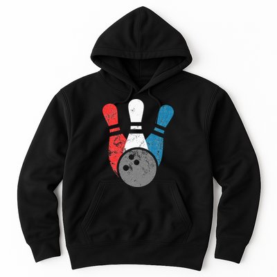 Distressed Bowling For Men Bowling Pins And Ball Hoodie