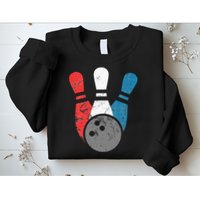 Distressed Bowling For Men Bowling Pins And Ball Sweatshirt