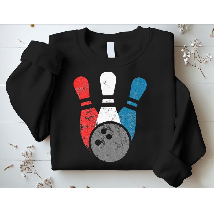 Distressed Bowling For Men Bowling Pins And Ball Sweatshirt