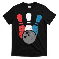 Distressed Bowling For Men Bowling Pins And Ball T-Shirt