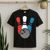 Distressed Bowling For Men Bowling Pins And Ball T-Shirt