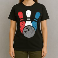 Distressed Bowling For Men Bowling Pins And Ball T-Shirt