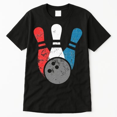 Distressed Bowling For Men Bowling Pins And Ball Tall T-Shirt