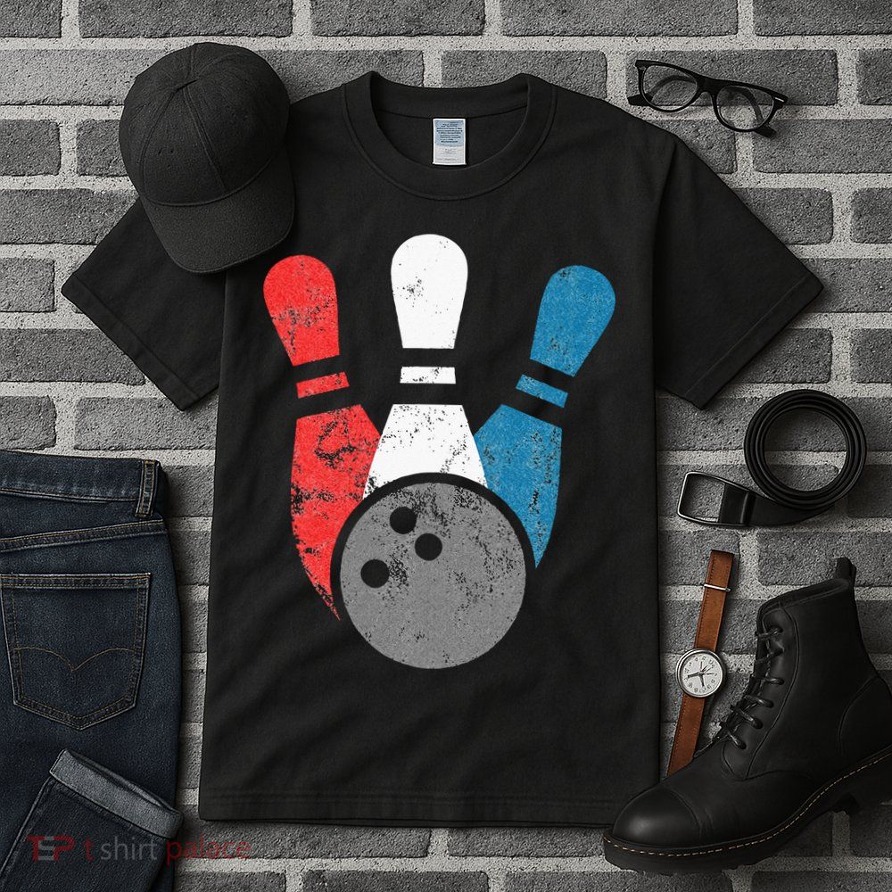 Distressed Bowling For Men Bowling Pins And Ball Tall T-Shirt