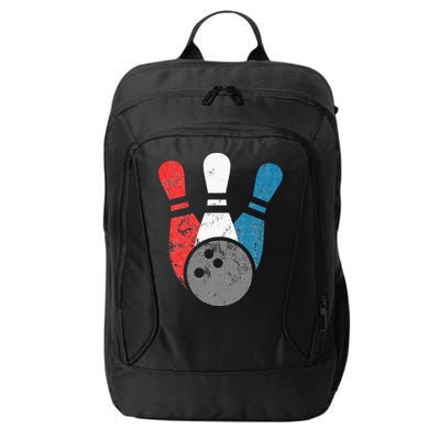 Distressed Bowling For Men Bowling Pins And Ball City Backpack