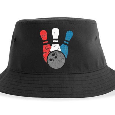 Distressed Bowling For Men Bowling Pins And Ball Sustainable Bucket Hat