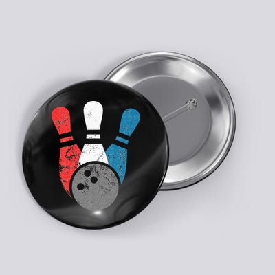 Distressed Bowling For Men Bowling Pins And Ball Button